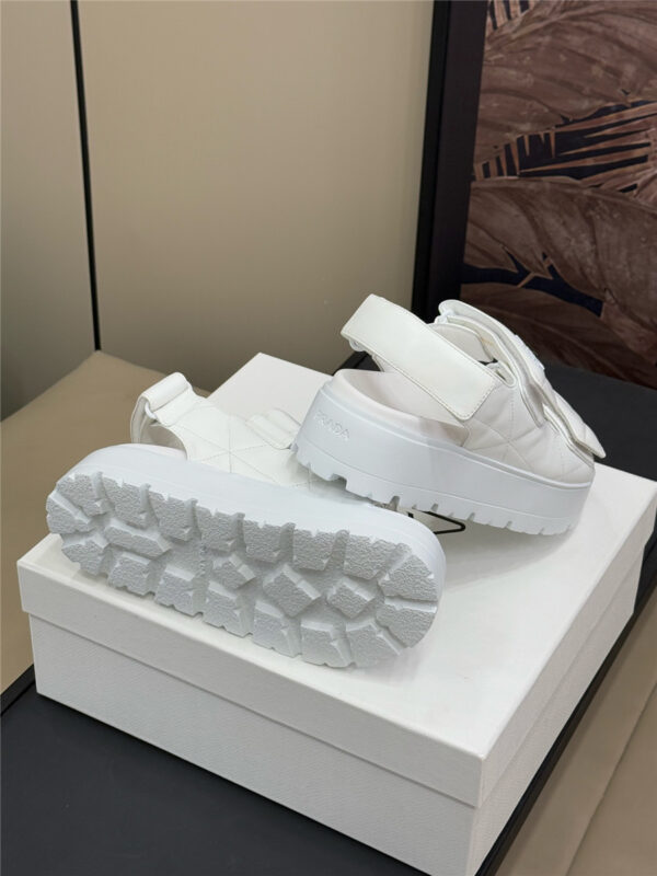Prada White Padded Nappa Leather Sandals - Image 7