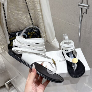 The Row Beach White Flat Sandals