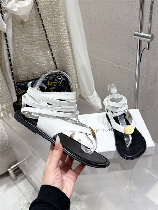 The Row Beach White Flat Sandals