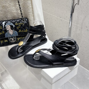 The Row Beach Brown Flat Sandals Black