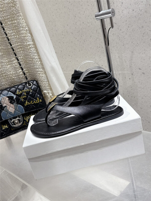 The Row Beach Brown Flat Sandals Black - Image 3