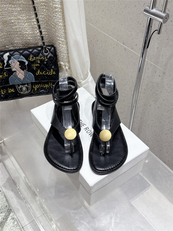 The Row Beach Brown Flat Sandals Black - Image 4
