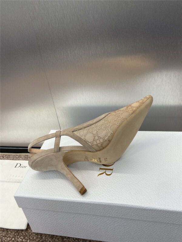 Dior Beige Mesh Slingback Pump - Image 3