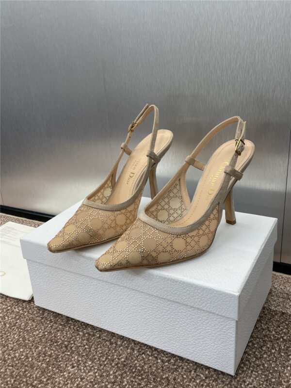Dior Beige Mesh Slingback Pump - Image 4