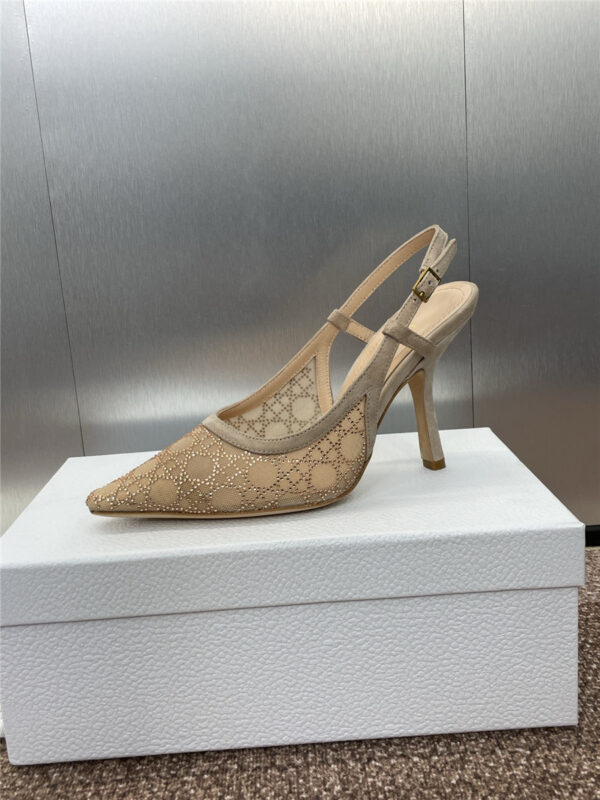 Dior Beige Mesh Slingback Pump - Image 5