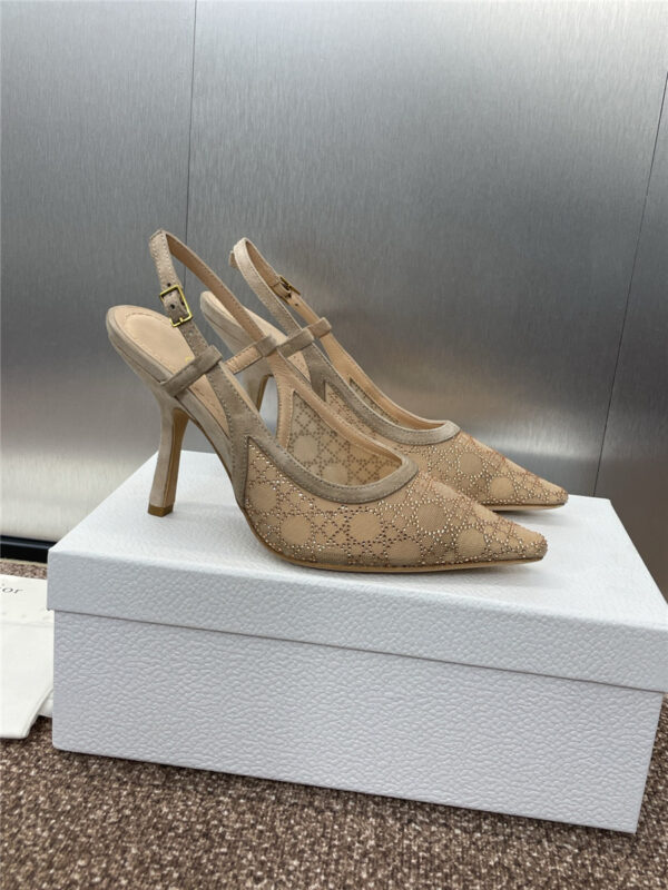 Dior Beige Mesh Slingback Pump - Image 7