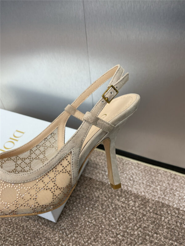 Dior Beige Mesh Slingback Pump - Image 8