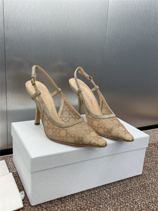 Dior Beige Mesh Slingback Pump - Image 9