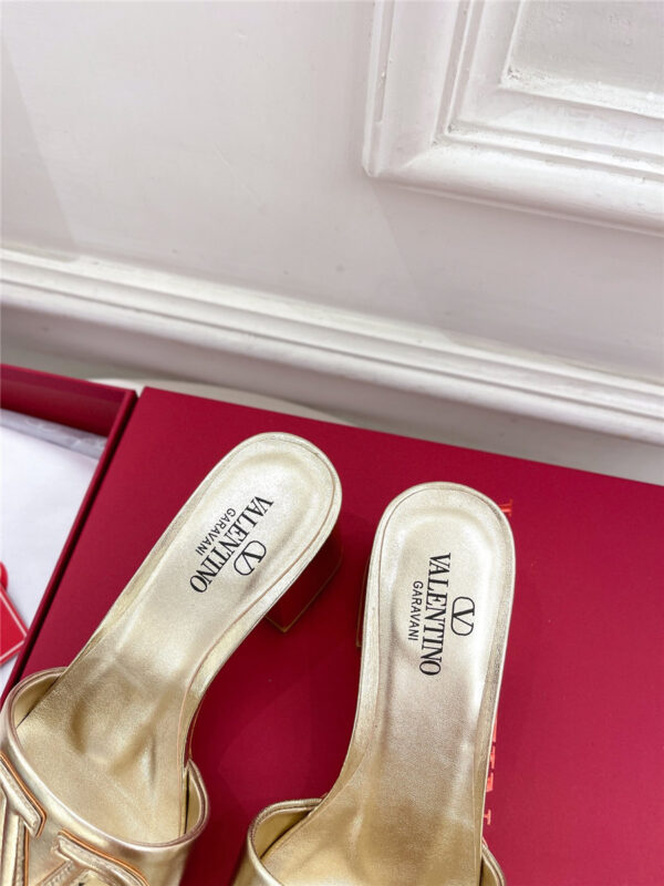 Valentino Garavani VLogo Slide Sandals Gold - Image 6