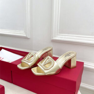 Valentino Garavani VLogo Slide Sandals Gold