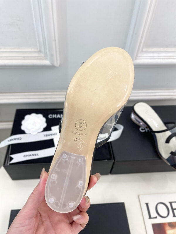 Chanel Black PVC Patent Leather CC Slides - Image 3