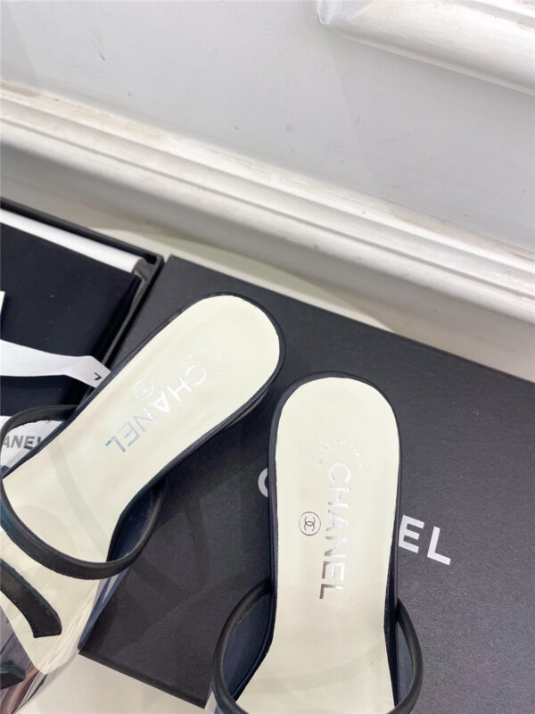 Chanel Black PVC Patent Leather CC Slides - Image 7