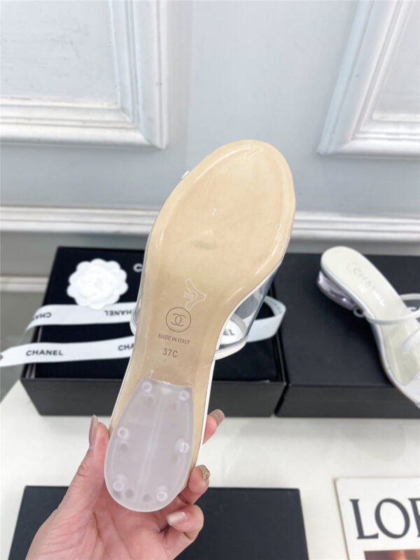 Chanel White PVC Patent Leather CC Slides - Image 5