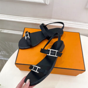 Hermes Crystal Strap Sandals Black