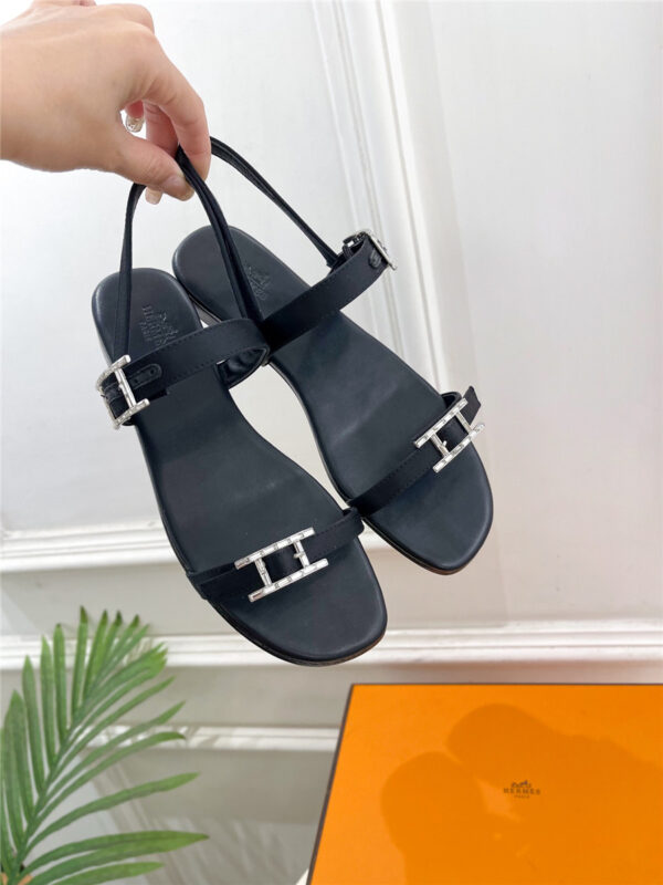 Hermes Crystal Strap Sandals Black - Image 3