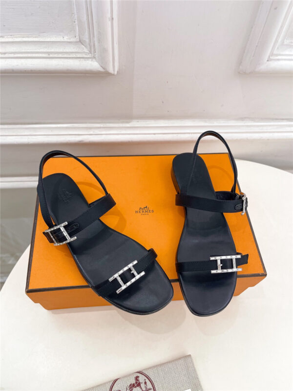 Hermes Crystal Strap Sandals Black - Image 4