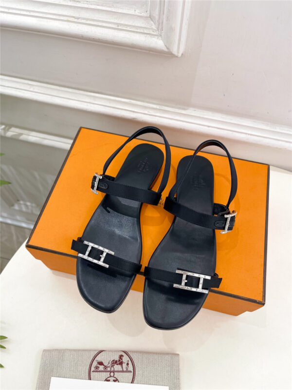 Hermes Crystal Strap Sandals Black - Image 5