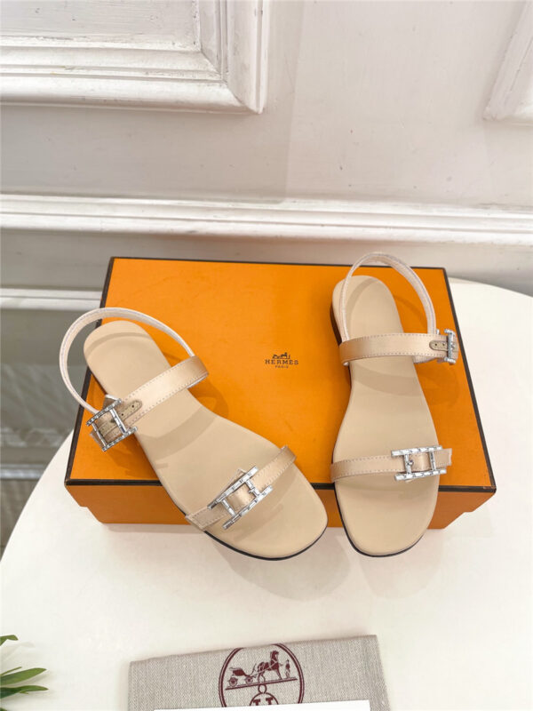 Hermes Crystal Strap Sandals Beige - Image 3