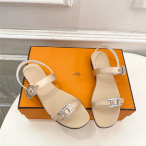 Hermes Crystal Strap Sandals Beige