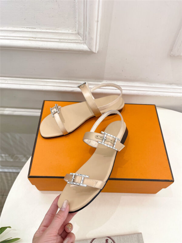 Hermes Crystal Strap Sandals Beige - Image 9